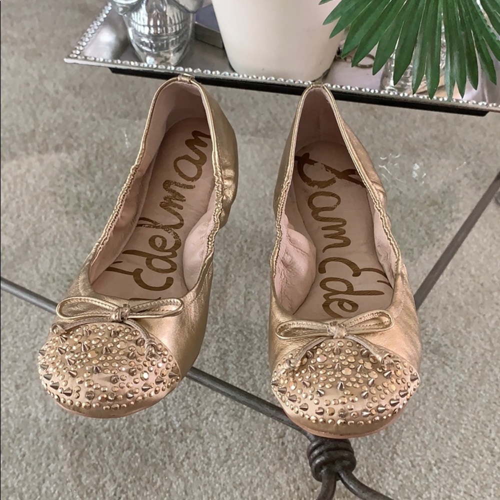 Sam Edelman Gold Beatrix Studded Ballerina Flat